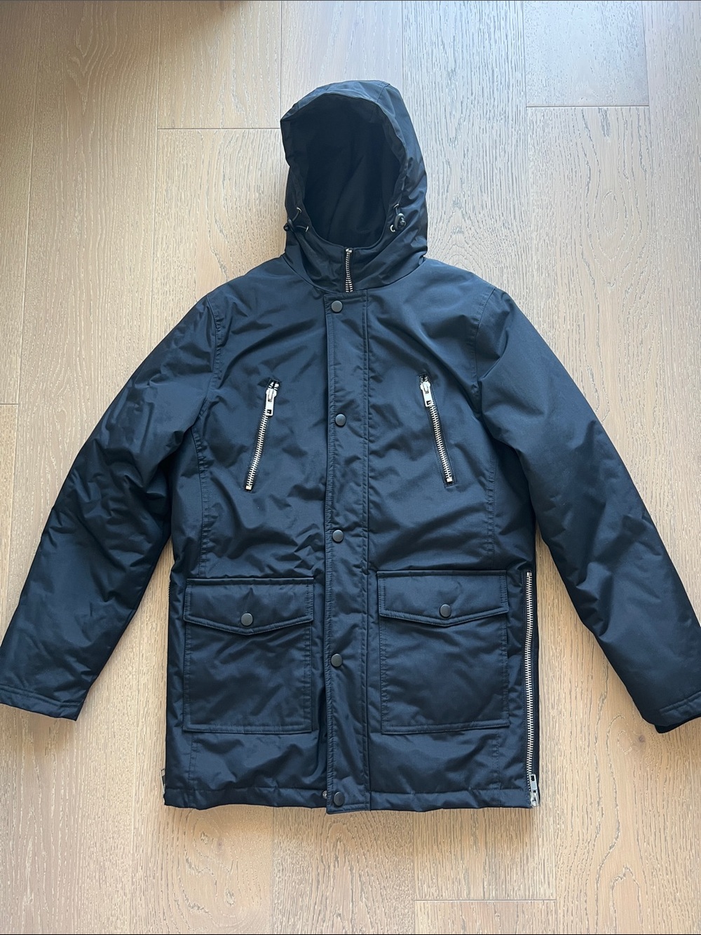 Men's Hooded Parka Jacket - Black
